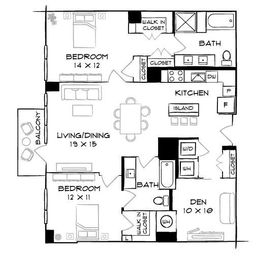 Flats 8300 - Bethesda, MD - Floor Plan Diagram