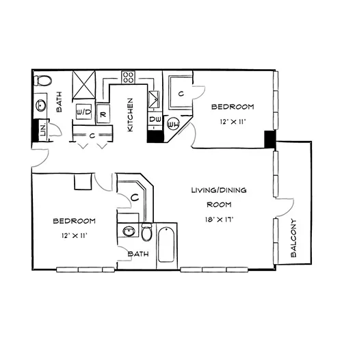 Capital Crescent Trail Residences - Bethesda, MD - Tulip Floor Plan Diagram