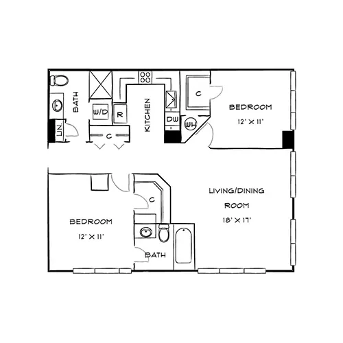 Capital Crescent Trail Residences - Bethesda, MD - Tulip Floor Plan Diagram
