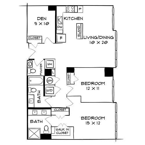 Flats 8300 - Bethesda, MD - Floor Plan Diagram