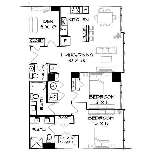 Flats 8300 - Bethesda, MD - Floor Plan Diagram