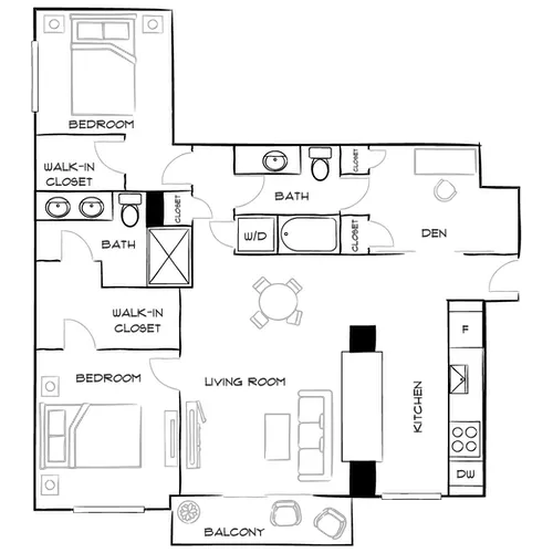 The District at Flagler Village - Fort Lauderdale, FL - Floor Plan Diagram Furnished