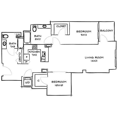 Lavender Floor Plan - Indigo Apartment Homes