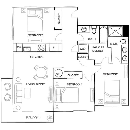 The District at Flagler Village - Fort Lauderdale, FL –Floor plan Diagram Furnished