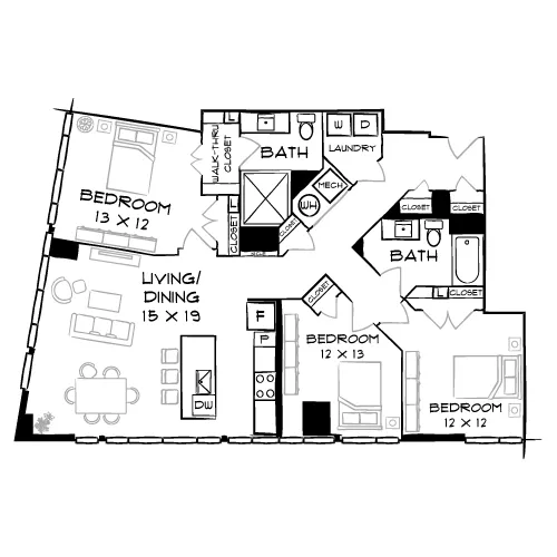 Flats 8300 - Bethesda, MD - FloorPlan Diagram 