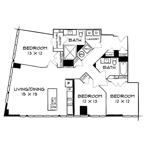 Flats 8300 - Bethesda, MD - FloorPlan Diagram 