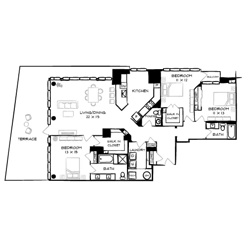Flats at 8300 - Bethesda, MD - Floor Plan Diagram