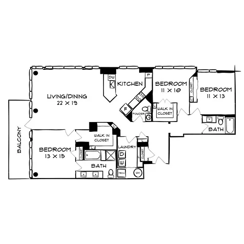 Flats at 8300 - Bethesda, MD - Floor Plan Diagram