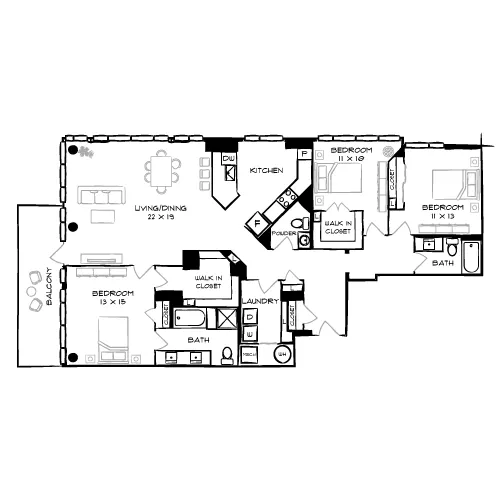 Flats at 8300 - Bethesda, MD - Floor Plan Diagram