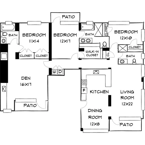 Southgate Towers - Miami, FL - Design 3A Floor Plan Diagram