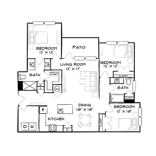 The Villages at Sunnybrook - Raleigh, NC - Floor Plan Diagram