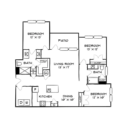 Sunnybrook Residences - Raleigh, NC - Floor Plan Diagram
