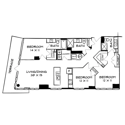 Flas 8300 - Bethesda, MD - Floor Plan Diagram