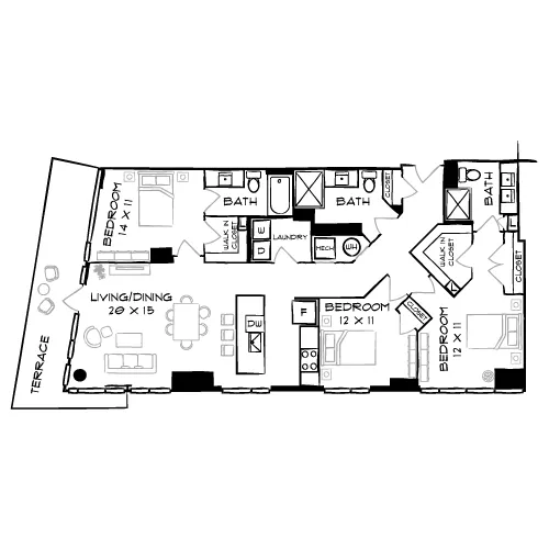 Flas 8300 - Bethesda, MD - Floor Plan Diagram