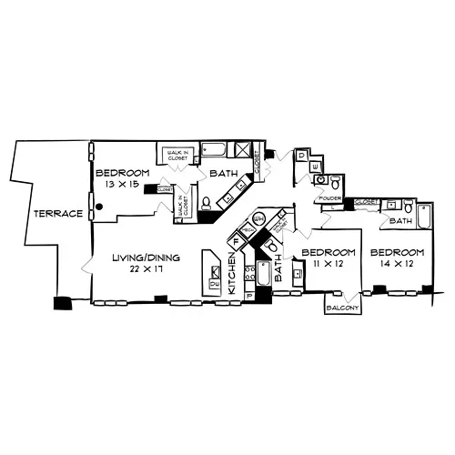 Flats 8300 - Bethesda, MD - Floor Plan Diagram