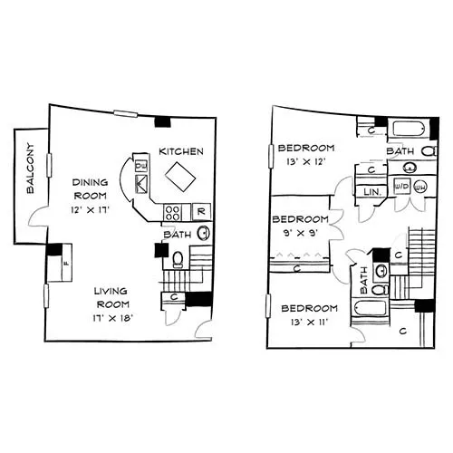 Capital Crescent Trail Residences - Bethesda, MD - Willow Floor Plan Diagram