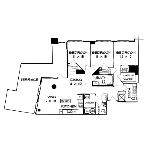 Flats 8300 - Bethesda, MD - Floor Plan Diagram