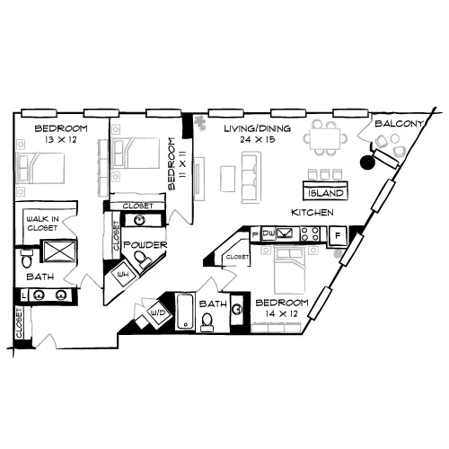 The Elm - Bethesda, MD - Floor Plan Diagram