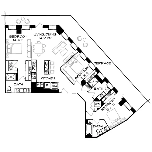 The Elm - Bethesda, MD - Floor Plan Diagram