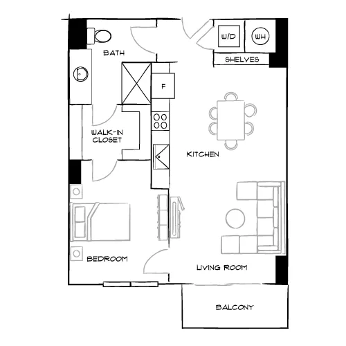 The Watermarc at Biscayne Bay - Miami, FL - Design 1B Floor Plan Diagram