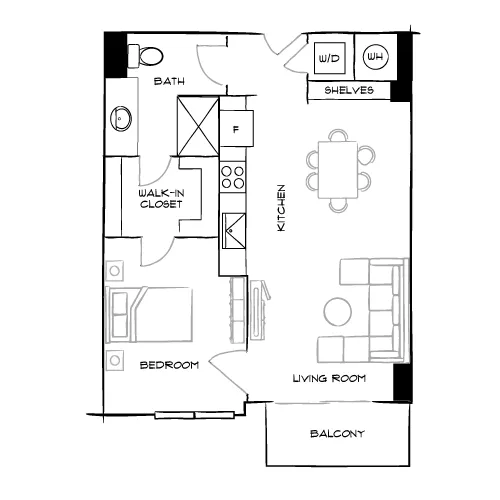 The Watermarc at Biscayne Bay - Miami, FL - Design 1B Floor Plan Diagram