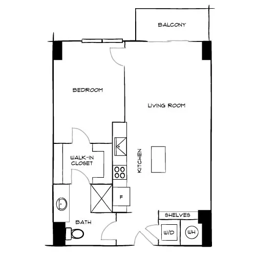 The Watermarc at Biscayne Bay - Miami, FL - Design 1B Floor Plan Diagram