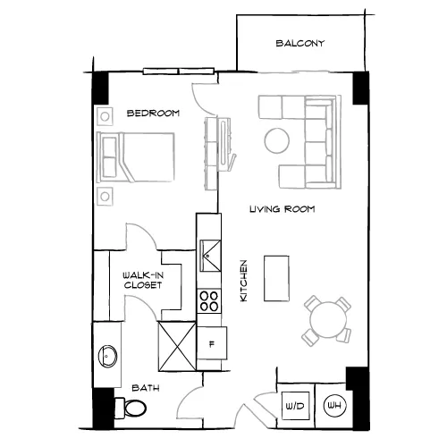 The Watermarc at Biscayne Bay - Miami, FL - Design 1B Floor Plan Diagram