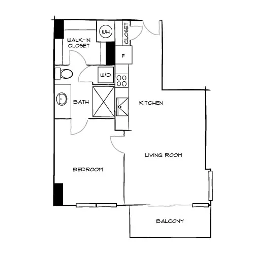 The Watermarc at Biscayne Bay - Miami, FL - Design 1A Floor Plan Diagram