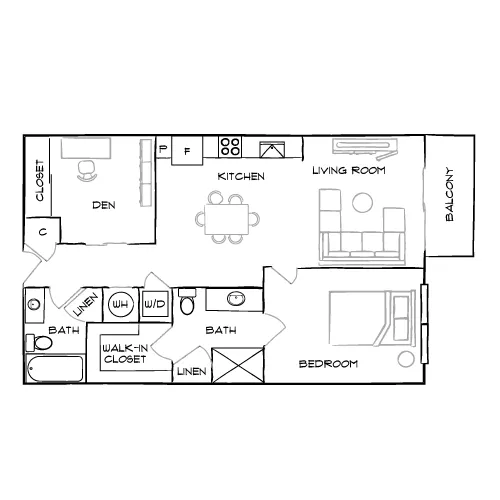The Watermarc at Biscayne Bay - Miami, FL - Design 1F Floor Plan Diagram