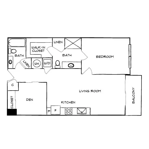 The Watermarc at Biscayne Bay - Miami, FL - Design 1F Floor Plan Diagram
