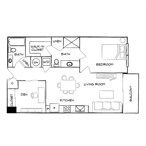 The Watermarc at Biscayne Bay - Miami, FL - Design 1F Floor Plan Diagram