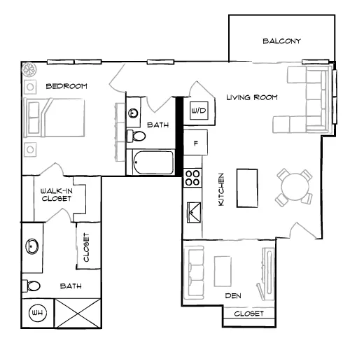 The Watermarc at Biscayne Bay - Miami, FL - Design 1E Floor Plan Diagram