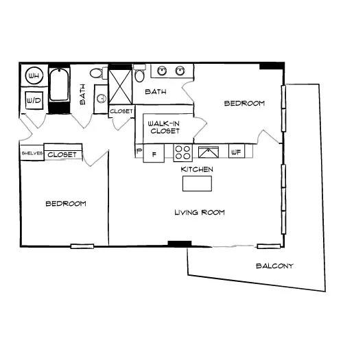 The Watermarc at Biscayne Bay - Miami, FL - Design 2A Floor Plan Diagram