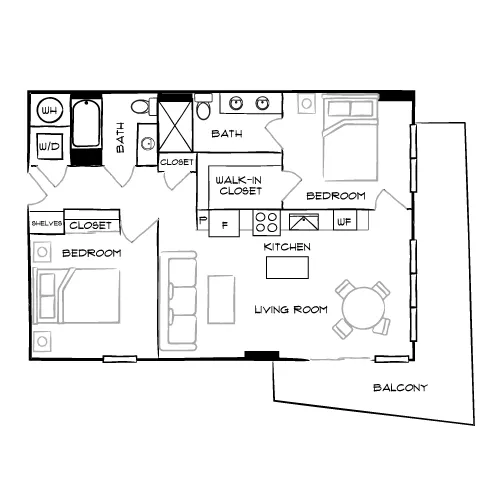 The Watermarc at Biscayne Bay - Miami, FL - Design 2A Floor Plan Diagram
