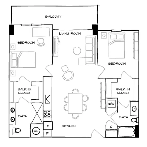 The Watermarc at Biscayne Bay - Miami, FL - Design 2B Floor Plan Diagram