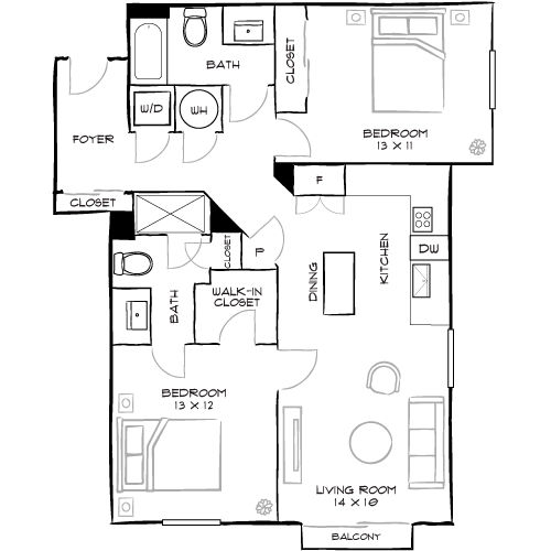 Reserve at Coconut Point - Estero, FL - Design 2A Floor Plan Diagram