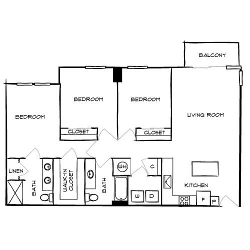 The Watermarc at Biscayne Bay - Miami, FL - Design 3A Floor Plan Diagram