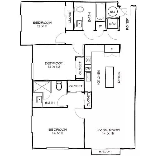 Reserve at Coconut Point - Estero, FL - Design 3A Floor Plan Diagram