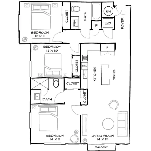 Reserve at Coconut Point - Estero, FL - Design 3A Floor Plan Diagram