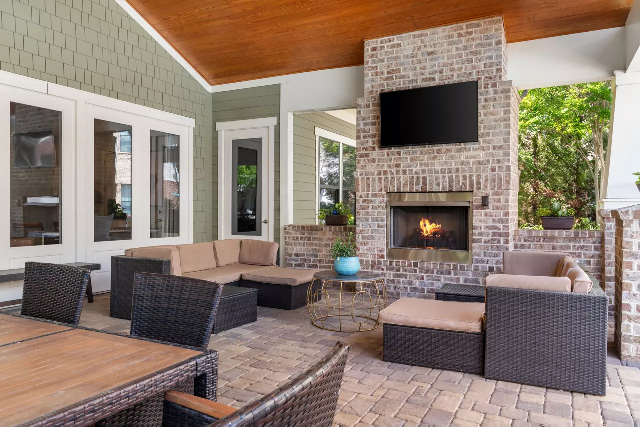 Aldridge at Town Village in Atlanta, GA - Outdoor Fireplace