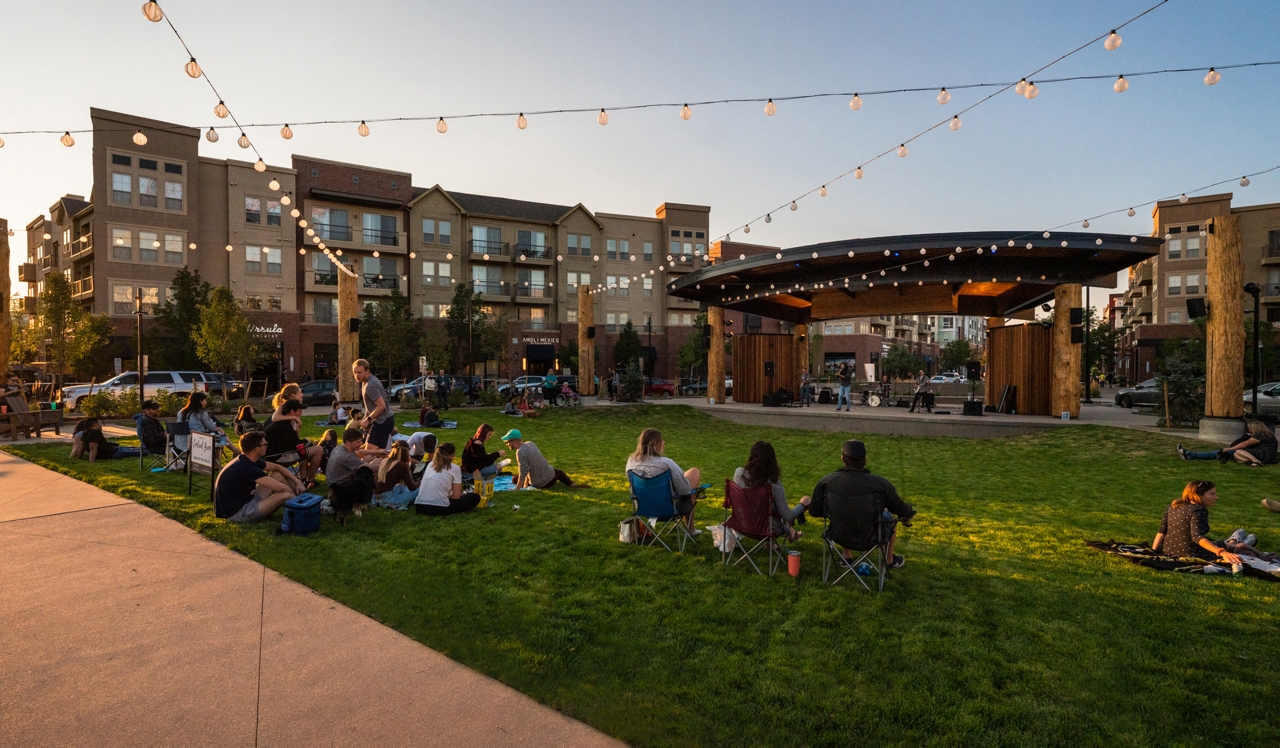 21 Fitzsimons | Aurora, CO | Residents relaxing and listening to music on grass