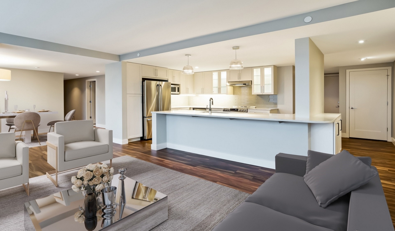 Park Towne Place Premier Apartment Homes - Philadelphia, PA - Kitchen and Living Room