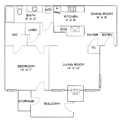 Design 1A floor plan
