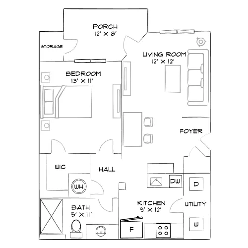 Villages at Raleigh Beach - Raleigh, NC - Furnished Diagram