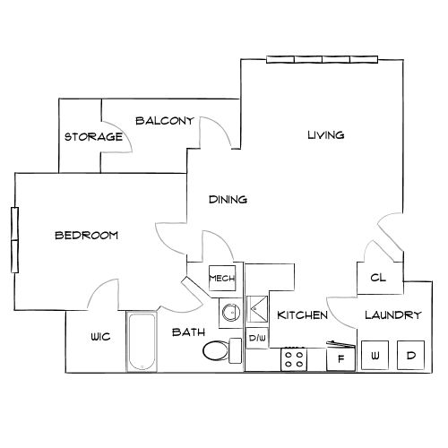 Design 1B floor plan