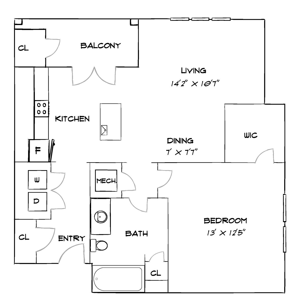 Design 1B floor plan