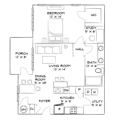 Villages at Raleigh Beach - Raleigh, NC - Furnished Diagram