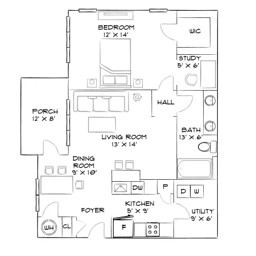 Villages at Raleigh Beach - Raleigh, NC - Furnished Diagram