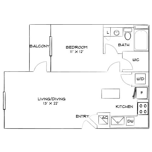 Design 1B floor plan