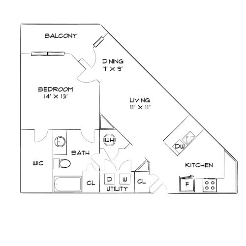 Design 1B floor plan